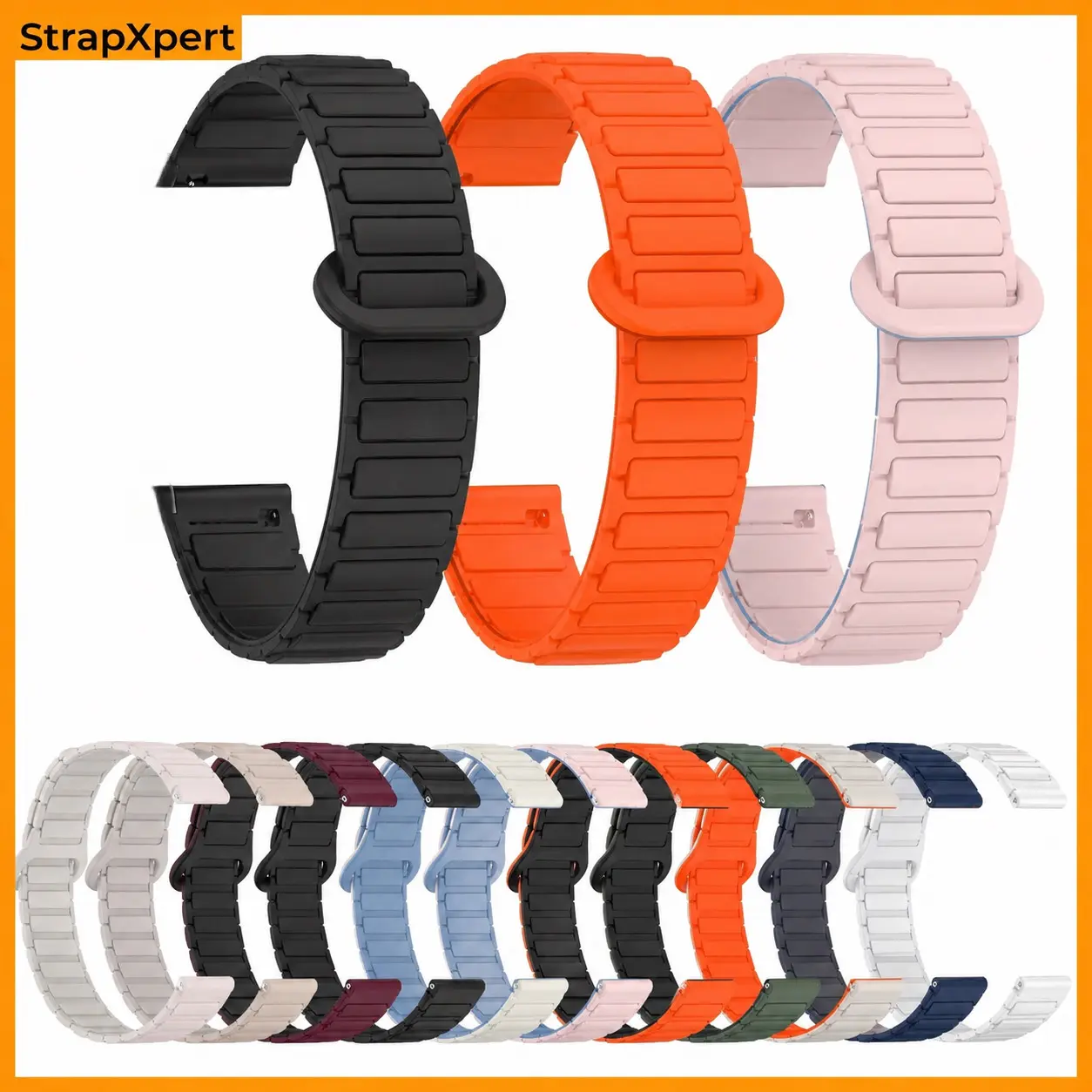 Magnet Strap 20mm for Amazfit GTS 2 3 4 E Mini Active/ Bip U S Lite/ Galaxy Watch 7 6 5/ Huawei GT 42mm dll (Tali Jam Magnetic 20 MM)