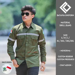 Kemeja Safety K3 by Batavia Uniform - Baju Seragam Kerja Atasan Wearpack Lengan Panjang Pria Wanita Warna Army bisa Custom Bordir Satuan dan Custom Design Bahan American Drill Putih Biru seragam stm Kemeja Safety K3 by Batavia Uniform - Baju Seragam Kerja Atasan Wearpack Lengan Panjang Pria Wanita Warna Army bisa Custom Bordir Satuan dan Custom Design Bahan American Drill Putih Biru seragam stm