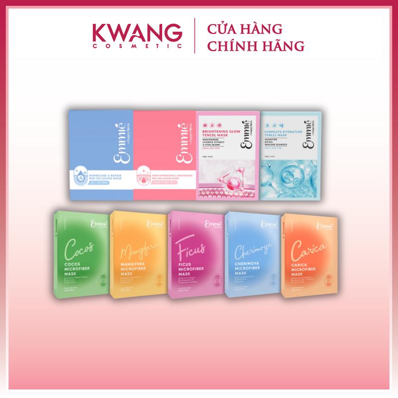 ĐỦ LOẠI Hộp 10 Miếng Mặt Nạ Emmie by Happyskin Biocell Tencel và Microfiber dưỡng và chăm sóc da