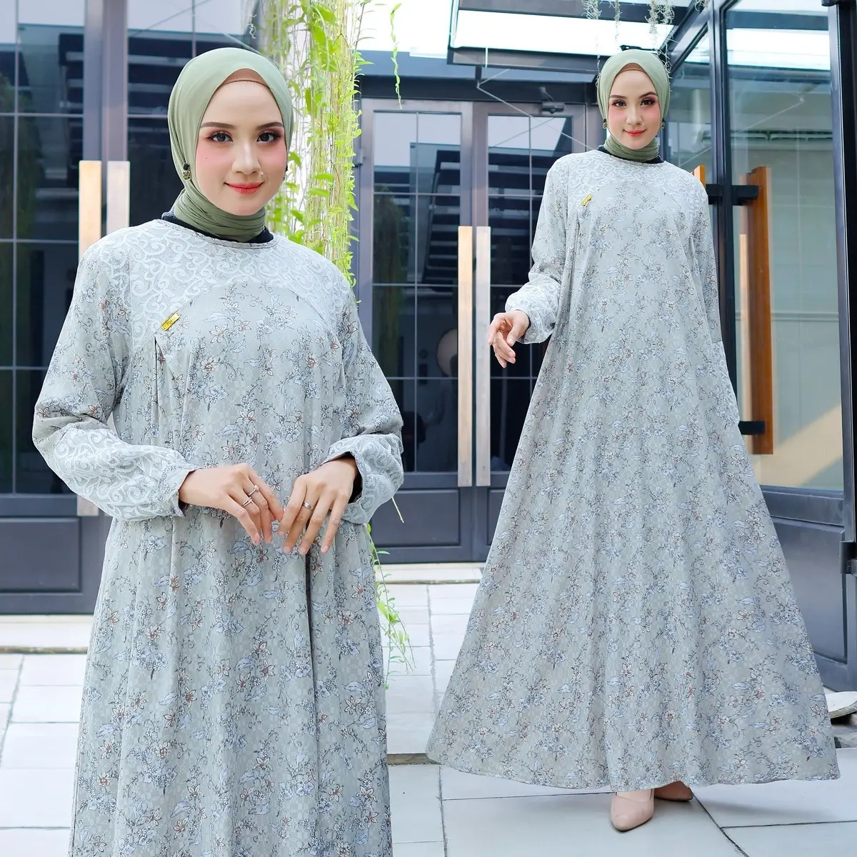 ROSA DRESS - Pastel Mint Gamis Elegan Daily dan Formal