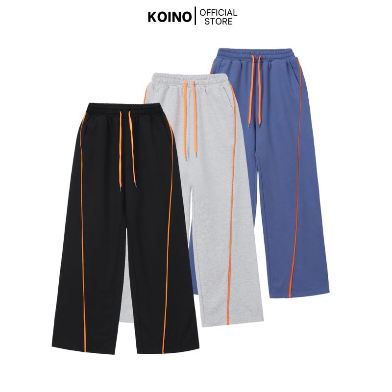 Quần ống suông dài nữ  Koino vải nỉ xịn ,phối viền dọc quần,phom rộng