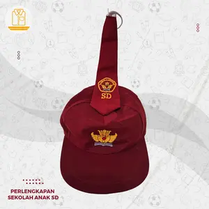 topi merah sd dan dasi laki laki sd di bordir // topi sekolah Fashion