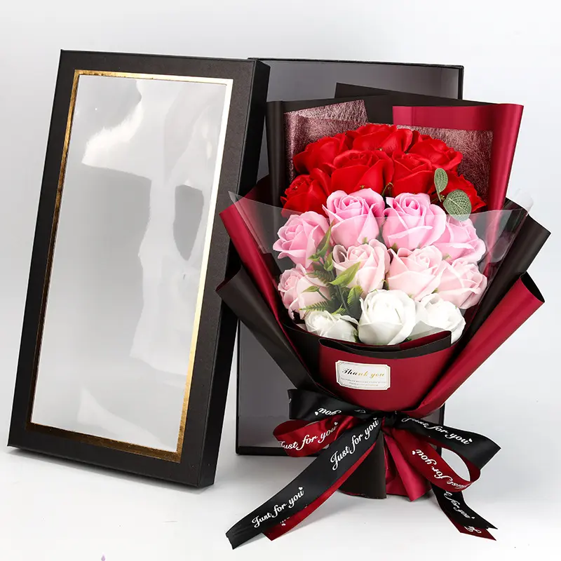 Please Gift Hand Bouquet 18 Flowers Rose Soap Bouquet Gift Box Valentine's Day Gift Gift Gift