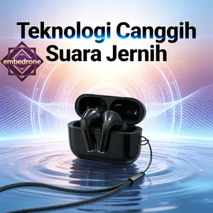 embedrone 2026 NEW PHANTOM Bluetooth Earpods Awet Android TWS, Koneksi Bluetooth 5.4 Jarak Jauh, Kehilangan Sinyal Sedikit, Bass Kuat, Anti Air Olahraga