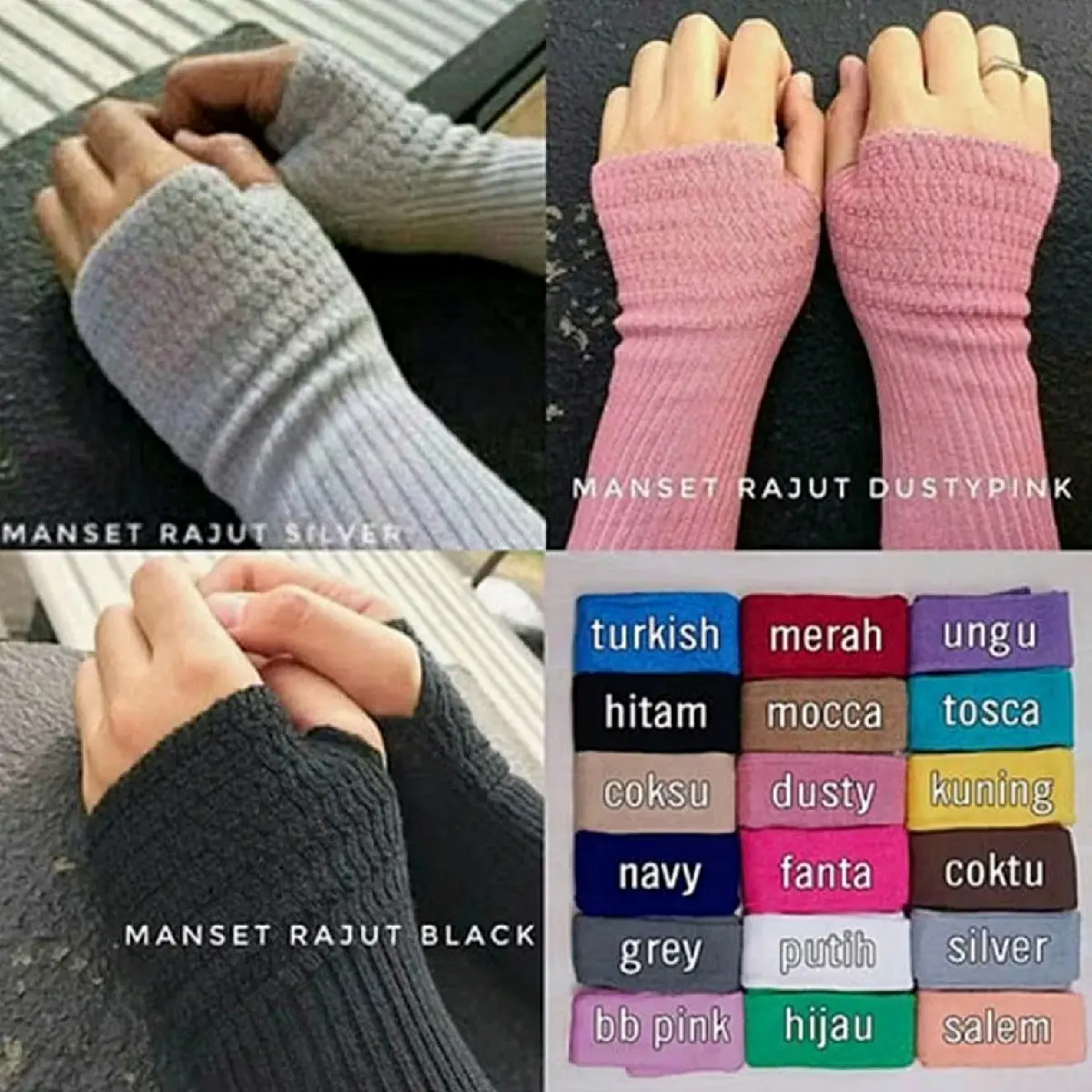 Handsock Rajut Jempol Panjang & Pendek Muslimah Wanita Manset Tangan