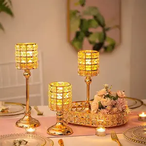 3 HEIGHT CRYSTAL CANDLE HOLDER PERSEGI 32CM TEMPAT LILIN KRISTAL GOLD PREMIUM DEKORASI RUMAH MEWAH IMPORT BERKUALITAS TABLE CENTERPIECES DEKORASI MINIMALIS NATAL PESTA PERNIKAHAN HOME DECOR