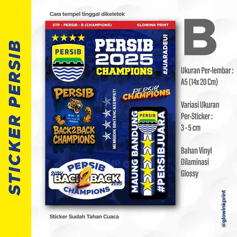 Sticker Pack PERSIB, Vinyl, Anti air, Sticker Motor Mobil PERSIB, Sticker PERSIBDAY