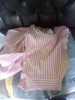 Product Review of LUXME 【ready stock】 Gaun Wanta Rok Panjang Lengan Panjang Lipatan Bergaris Warna Pink from M**a A**7 1