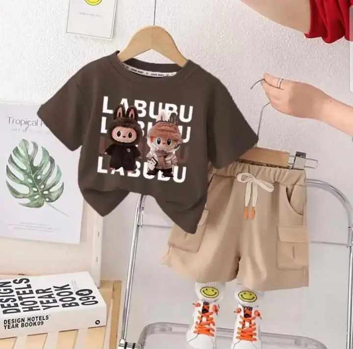 Baju anak kaos anak lengan pendek motif terbaru anak laki laki dan perempuan setelan anak perempuan 1-6 Tahun 1