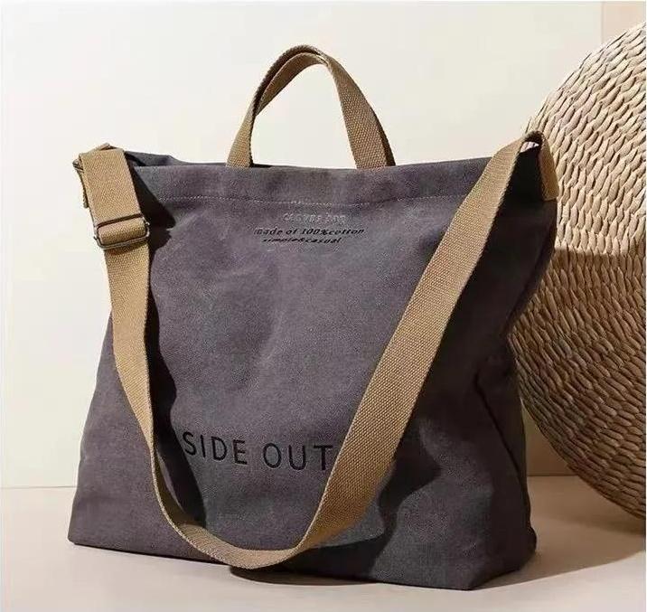 Đeo Chéo Sử Dụng Kép Dành Cho Nam Và Nữ Thích Hợp Cho Học Sinh Tote Ôn Tập Làm Bằng Vải Bố Cỡ Lớn Thích Hợp Để Mua Sắm Hàng Ngày Dung Lượng Lớn canvas đi xách tay bag school túi rộng