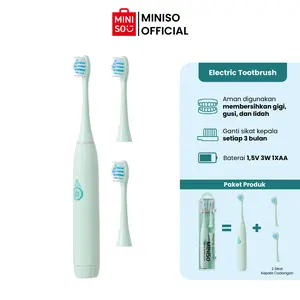 MINISO Electric Toothbrush Sikat Gigi Elektrik Bulu Sikat Lembut Free Sikat Cadangan Gusi