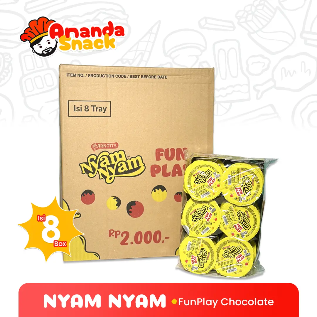 (1 DUS) Nyam Nyam FunPlay 1 Pack isi  8 Box - Cokelat - Cemilan - Biskuit