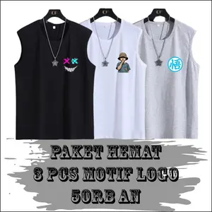 PAKET HEMAT 50RB DAPAT 3PCS SINGLET OBLONG LEKBONG PRIA 3 MOTIF LOGO IDEAL UNTUK GYM UKURAN M L XL XXL