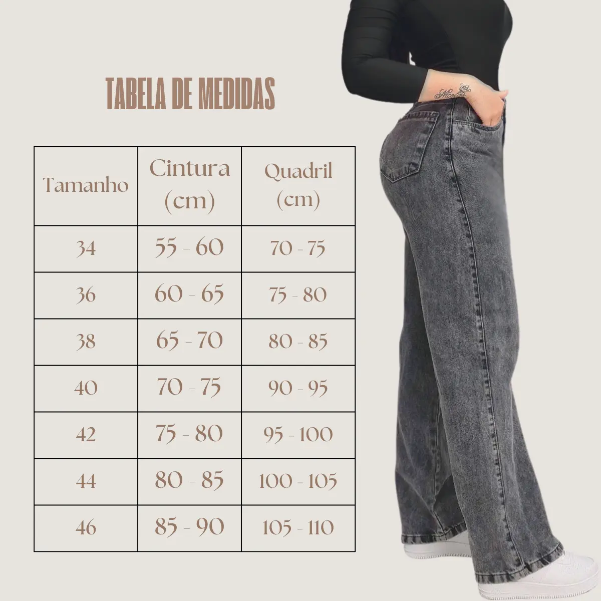 Kit 3 Calça Jeans Wide Leg Feminina Cintura Alta 100% Algodão Premium Bolsos e Modelagem Reta e Solta para Looks Casual e Chic - 2