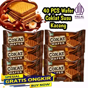 [Paket 40PCS] Wafer/Waffle Chocolate, Klepon, Pisang Coklat & Pisang Susu Food Snack Makanan Cokelat Cemilan Kering Manis Camilan