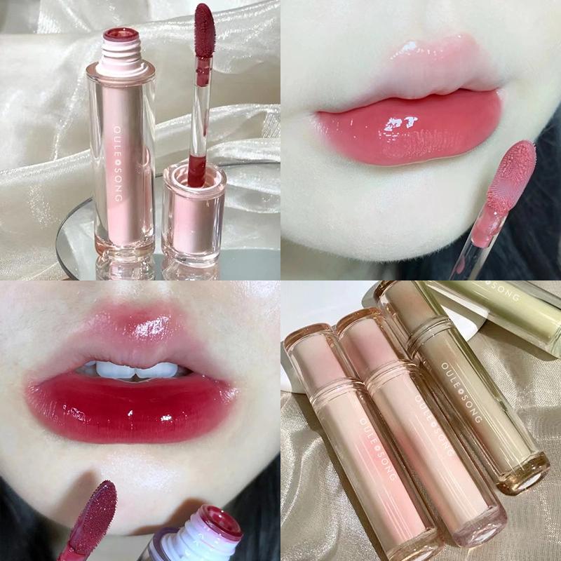 (MỚI & MÃ) Son Bóng Thủy Tinh, Trà Đá, Trái Cây, Gương, Men, Đeo Lâu, Ống Trong Suốt, Mới 0