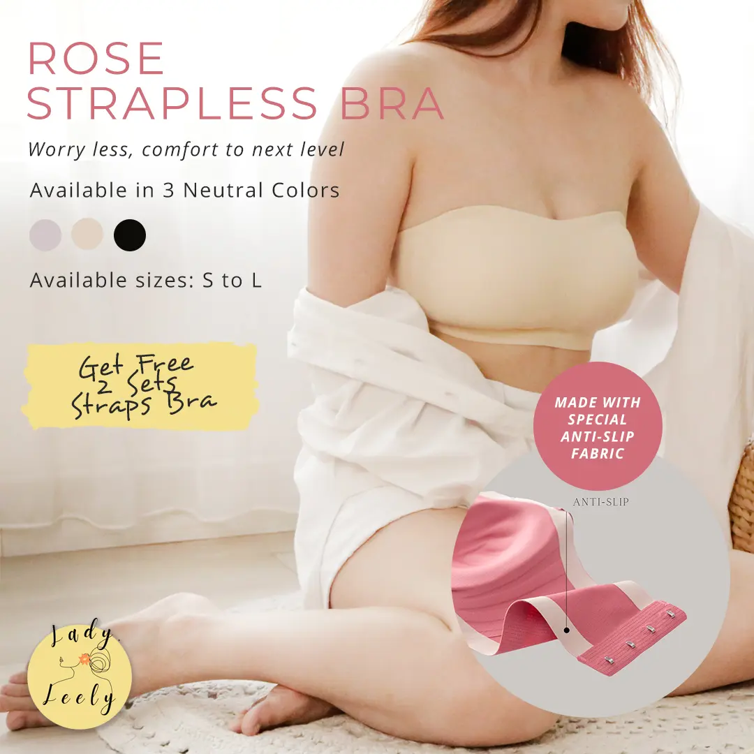 [ROSE] STRAPLESS SEAMLESS BRA ANTI SLIP, BH TANPA TALI ANTI SLIP, STRAPLESS BRA FREE TALI NYAMAN WANITA Tipis Busa