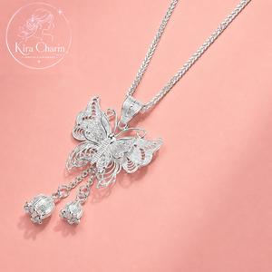 Dây Chuyền Titan Nữ Hình Bướm Hoa Linh Lan, Phong Cách Hàn Quốc Dịu Dàng Sang Trọng, Không Bay Màu Chống Nước