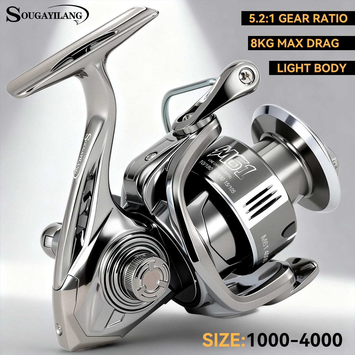 Sougayilang [COD] Reel Pancing Spinning Logam Seri 1000-4000 Baru dengan Gagang Logam power handle, Rasio Gigi 5.2:1, Reel Pancing Olahraga Luar Ruangan, Tersedia di Jakarta