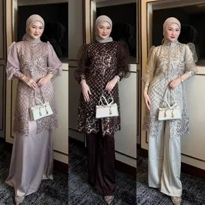 Blash | Maheera  One Set Tulle Payet 3 in 1 Inner Outer Cullote dan Rok Tunik Muslim Panjang Setelan Wanita Dewasa Karet Baju Atasan Kombinasi Nyaman Fit