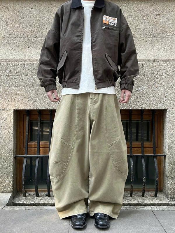 Quần Jean Retro Form Rộng GODMOTHER Quần Jean Harem Cạp Trễ Túi Kiểu Phong Cách Đường Phố Năng Động