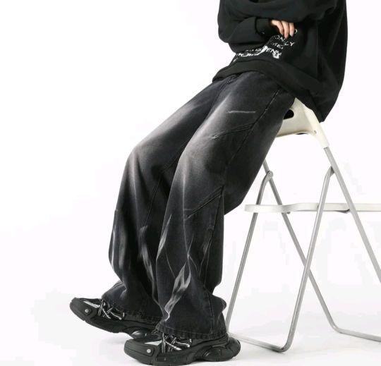 Celana Baggy Jeans PETIR Terbaru Oversize Unisex Hitam Straight Fit Bahan Premium Soft Denim Selvedge Fleksibel untuk Pria dan Wanita