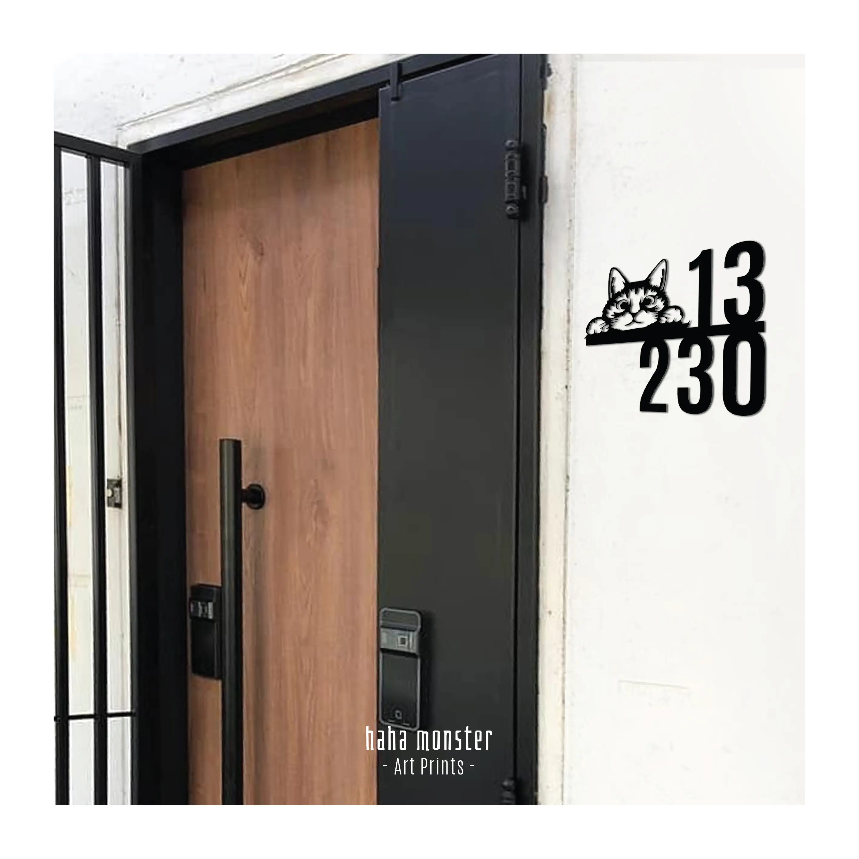 Heyomakers | Customised HDB Door Unit Number | Pesonalised House Gate Unit Number Signage | Condo | Self-Adhesive | CAT | DOG