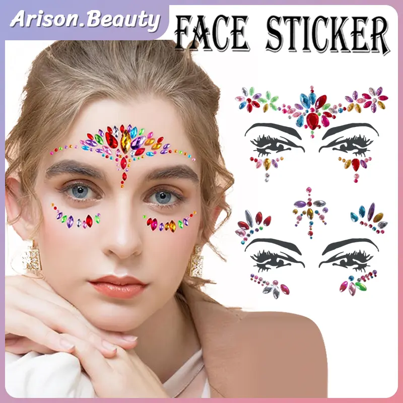 Face Art Painting 3D Face Jewelry Sticker Diamond Crystal Face Sticker Face Gems Sticker