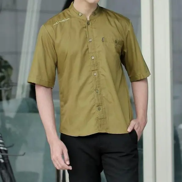 Kemeja Koko Lengan Pendek Motif Antasena Baju Koko Pria Polos Lengan Pendek Elrumi 3