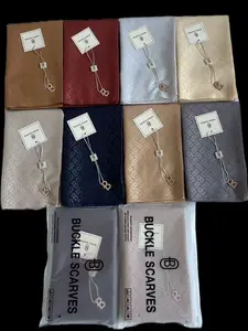 BUCKLE SCARVES EMBOSS EMBOSSED MONOGRAM POUCH METAL LOGO LC Hijab Segi Empat 110 x110