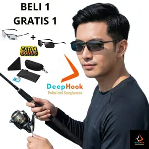 PROMO BELI 1 GRATIS 1 Kacamata Polarized Pria Original Photocromic Polaris Siang Malam Anti Silau Paser Ikan Berkendara Memancing Bersepeda Grey Lensa Eyewear