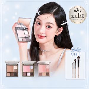 【全員ブラシ３本gift】czel マルチアイシャドウパレット ローズミルクティーカラー 6色セット フルメイク アイシャドウ チーク ハイライト付き 人気商品