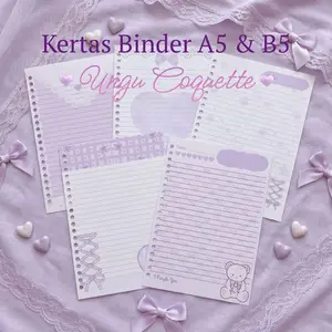 Loose Leaf/Kertas/Isi Binder A5 & B5 Aesthetics Purple Ungu Coquette 80gsm & 100gsm (10 Lembar)