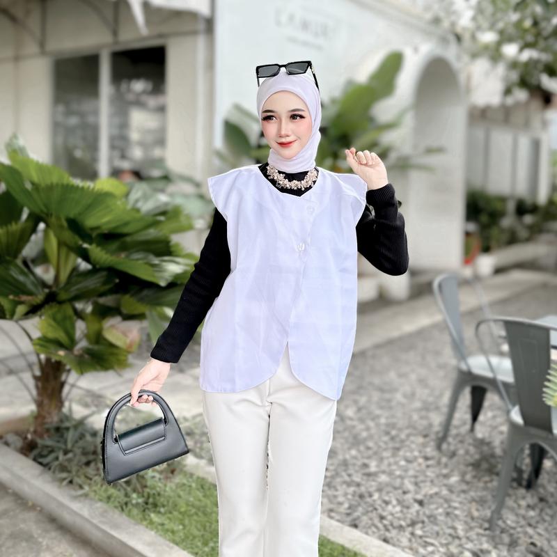 Celia Vest Outer Rompi Wanita Vest Vintage Vest Korean Style Outer Wanita Atasan Wanita Tanpa Lengan 5