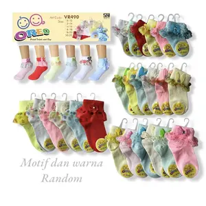 kaos kaki anak renda motif dan warna random cewek 6 pasang