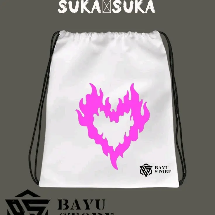 tas serut Stringbag Ransel punggung tas olahraga tas sekolah kekinian pria dan wanita gambar love menyala tas  Dewasa dan anak anak terbaru