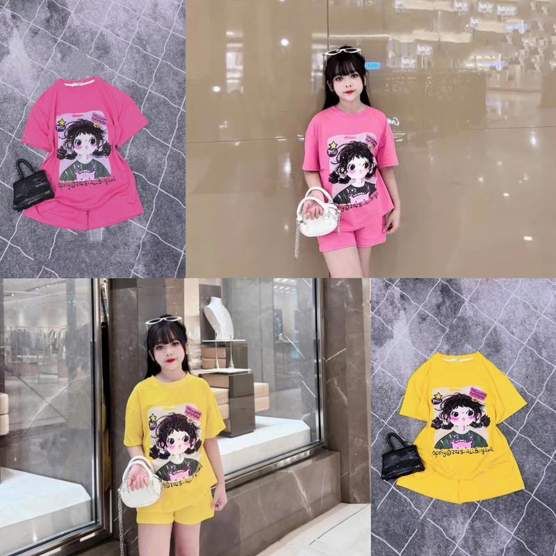 Bộ quần áo cho bé gái hình in 5D sắc nét, chất liệu thun thoáng mát size từ 14-45Kg 0
