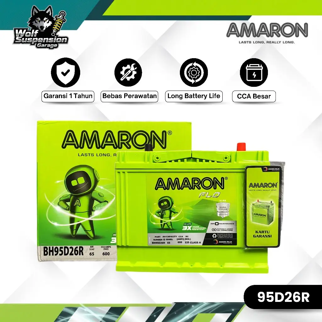 Amaron Hi Life Flo Aki Mobil Volvo 264 95D26R / NS70 12V / 65Ah Aki Kering