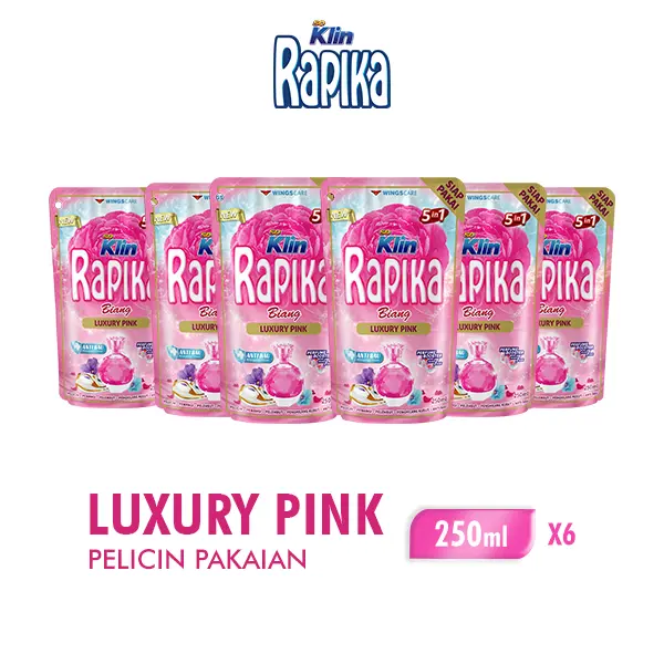 Rapika Biang Pewangi Pakaian Luxury Pink Pouch 250ml x6