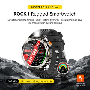 【Jam tangan layar besar dengan senter dan lampu deteksi uang】MoreinWear Smartwatch Rock1 dengan layar 1,75 inci: Layar besar terlihat lebih mewah, casing paduan seng, tahan air IP68, baterai 600mAh dengan daya tahan super lama, pintar, Bluetooth