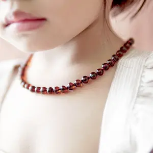 Amber Buddy | XB54DC Kalung & Gelang Amber bayi Dark Cognac Glossy - 32cm & 14cm