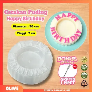 Cetakan Puding Happy Birthday Ulang Tahun Plastik Premium 1,2 Liter / Cetakan Bolu Ulang Tahun Puding Loyang / Cetakan Agar Jelly Pudding Kue Kitchenware