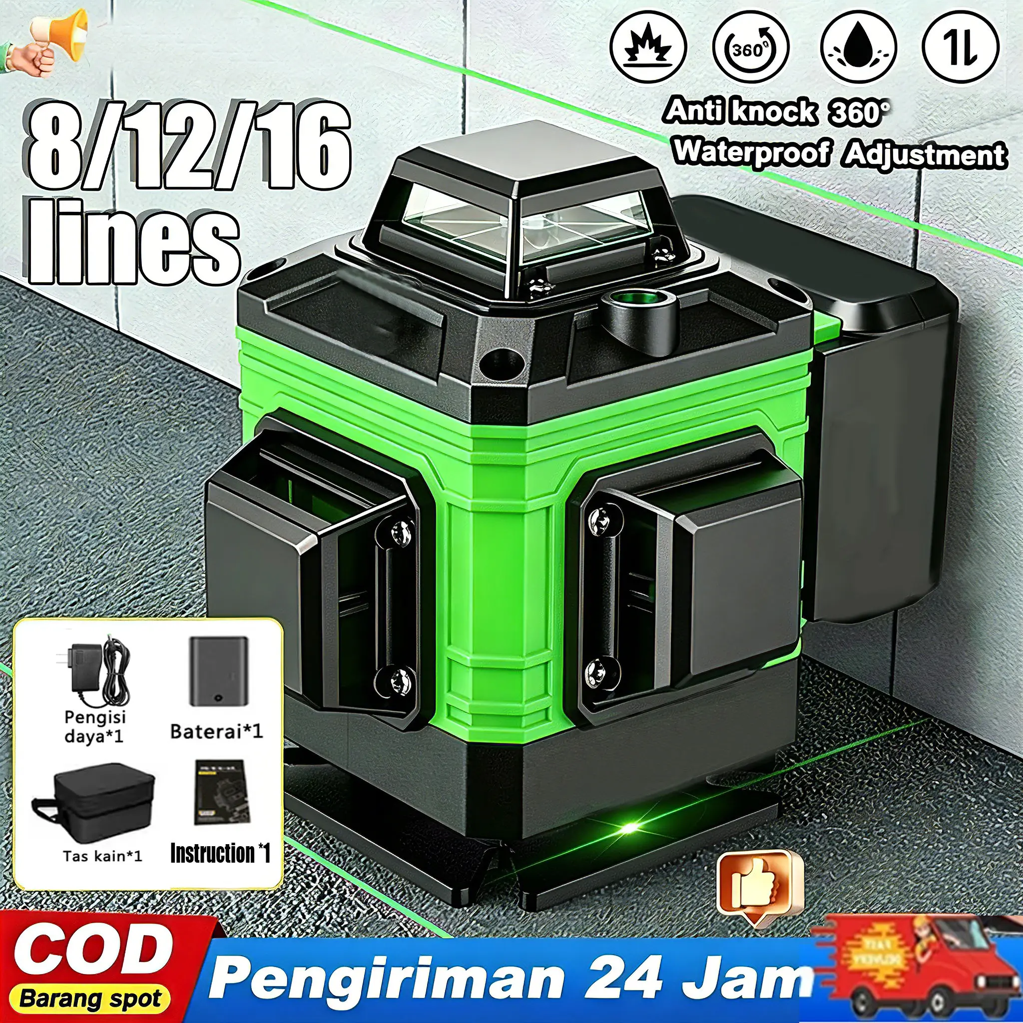 Homel88  4d 8/12/16 line Tingkat waterpass laser pasang keramik laser leveling  laser level bangunan waterpass laser multifungsi meteran laser level hilda