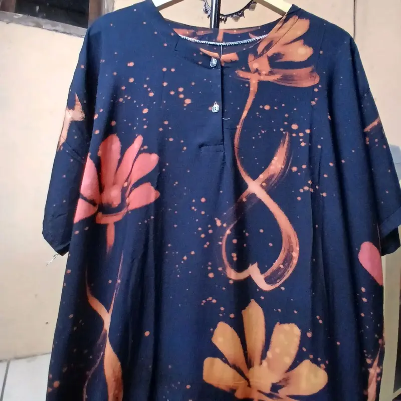Daster Jumbo LOVE LOVE Ld 140cm Rayon Premium  Daster Kekinian Nyaman Wanita Dress Kancing Ibu Hamil Busui 4