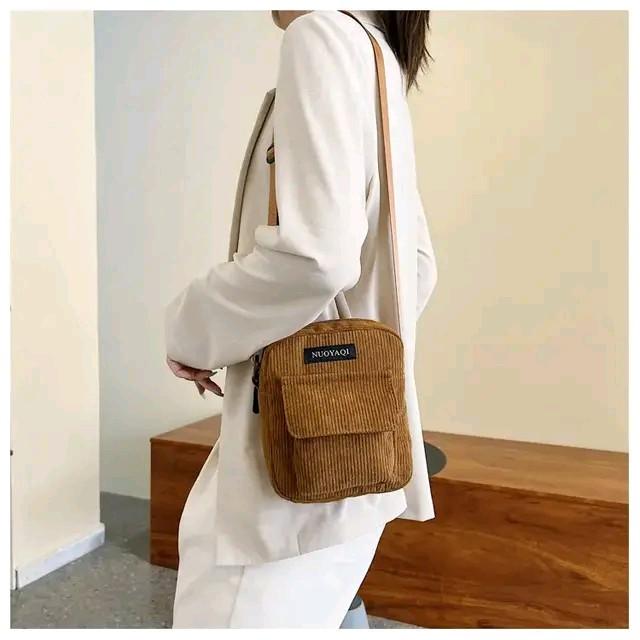 zalfkiz Tas Selempang Corduroy Wanita Cewek Corduroy Import Hitam Coklat Krem Halus 2