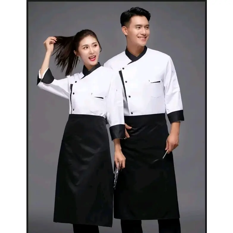 Jaket Koki Seragam Chef Baju Koki Unisex Pekerja Restoran 6