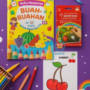 Paket Buku Mewarnai + Pensil 12 Warna/Crayon susun sambung bentuk 1 pensil isi 6 crayon