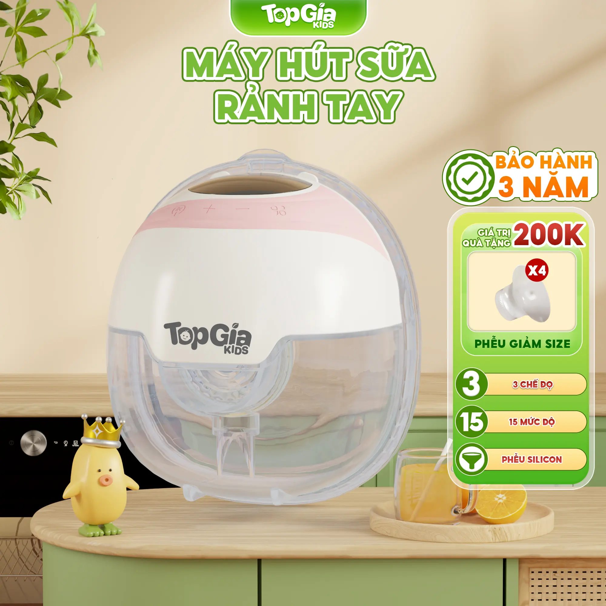 (TẶNG 4 PHỄU GIẢM SIZE) Máy hút sữa điện không dây rảnh tay M5-05 Topgiakids cao cấp không gây tiếng ồn, lực hút mạnh, phễu silicon mềm mại cao cấp (Tặng 4 phễu giảm size 18,20,22,24)