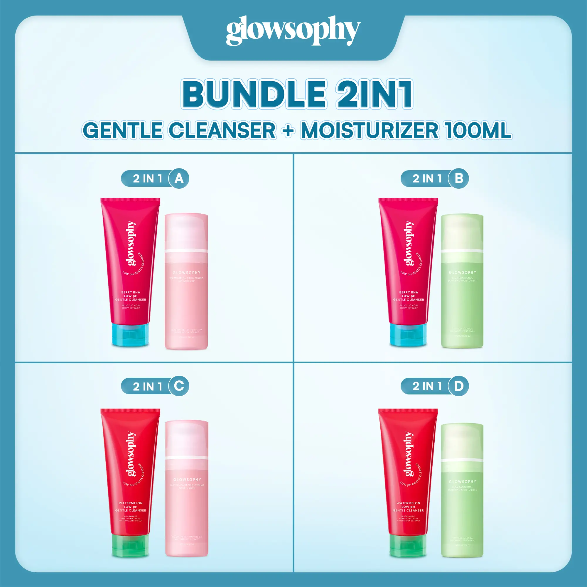 Glowsophy Bundle 2in1 Gentle Cleanser + Moisturizer 100ml