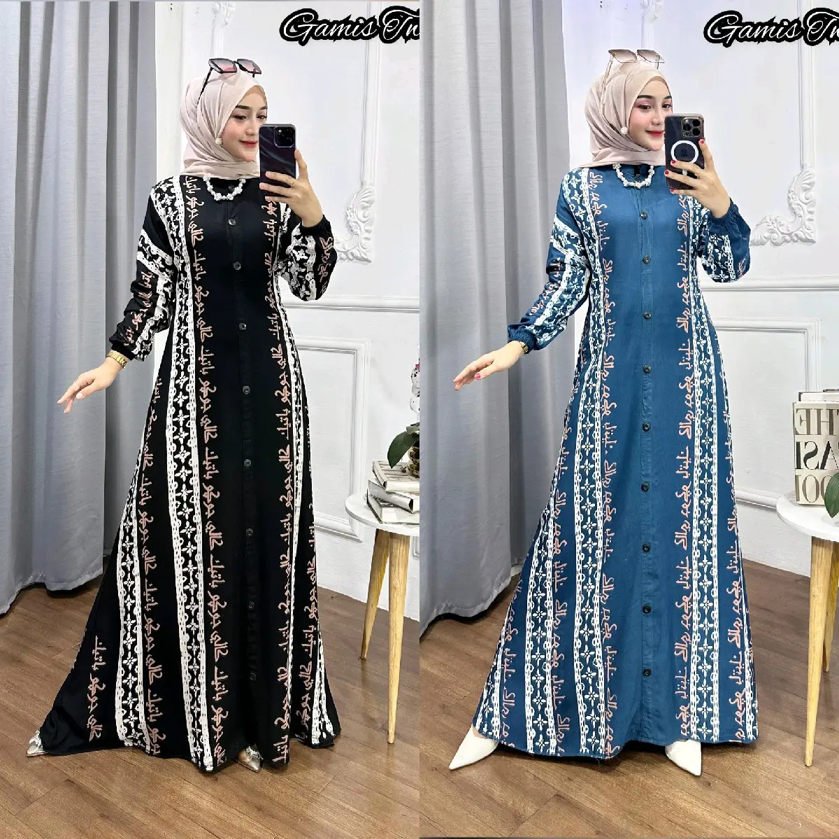 Gamis Twill Ori Full Kancing Motif Arabian Terbaru Muslim